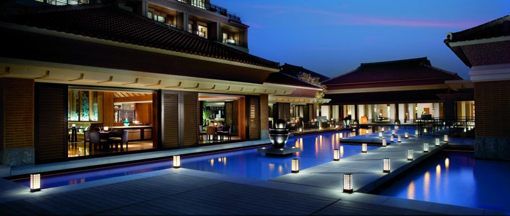 The Ritz-Carlton, Okinawa Hotel - Okinawa, Japan - Exterior Courtyard Night