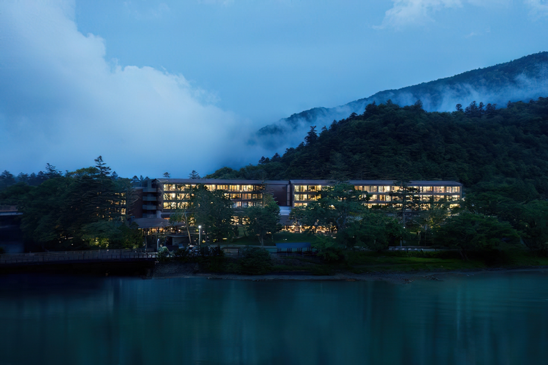 The Ritz-Carlton, Nikko Hotel – Nikko Tochigi, Japan- Exterior Lake View Night