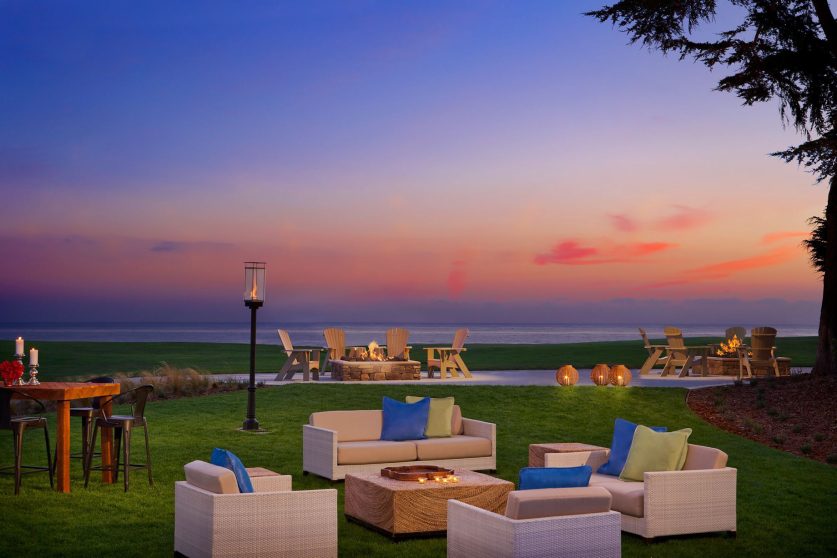 The Ritz-Carlton, Half Moon Bay Resort - Half Moon Bay, CA, USA - Outdoor Fire Pit Ocean View Sunset