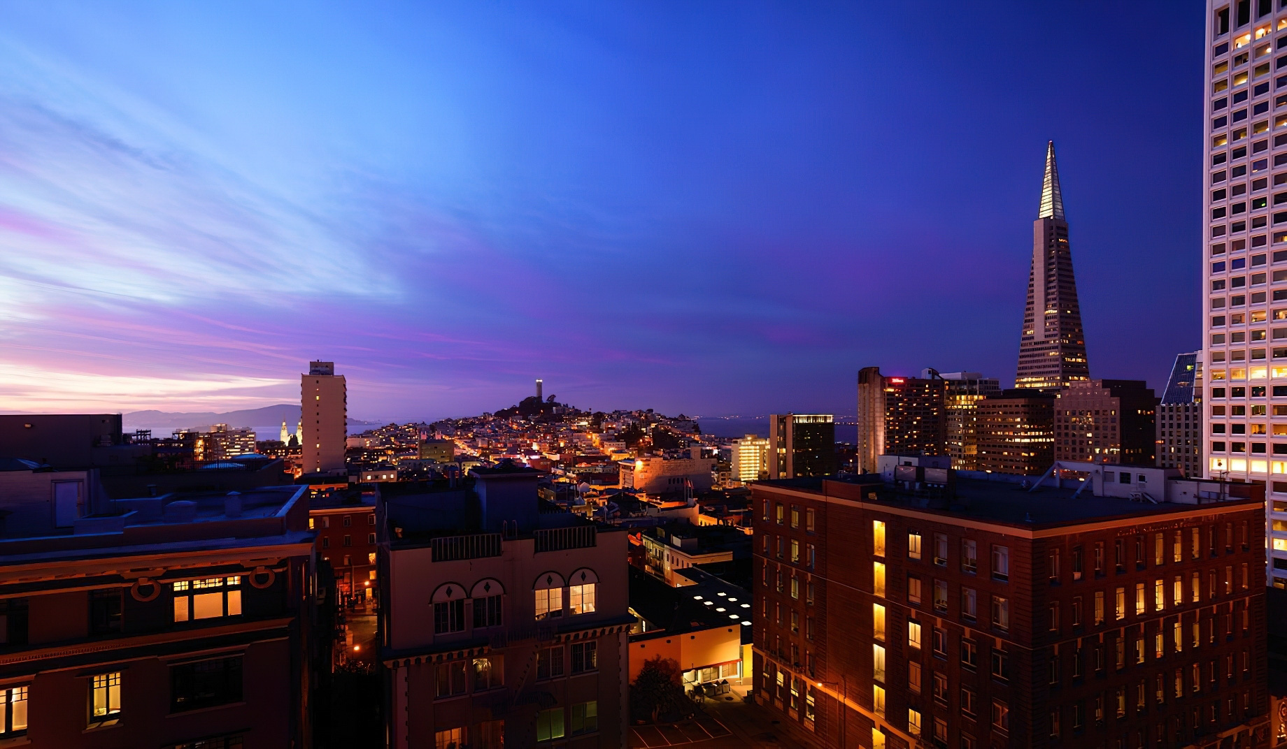 The Ritz-Carlton, San Francisco Hotel - San Francisco, CA, USA - City Skyline Night View