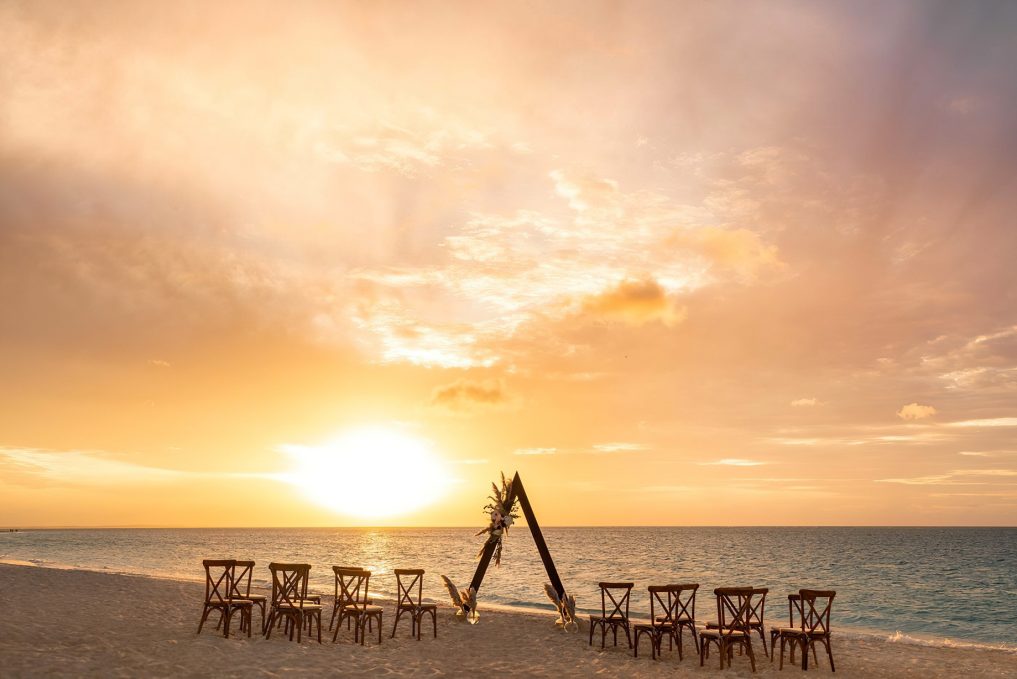 The Ritz-Carlton, Turks & Caicos Resort - Providenciales, Turks and Caicos Islands - Beach Wedding Ceremony Sunset