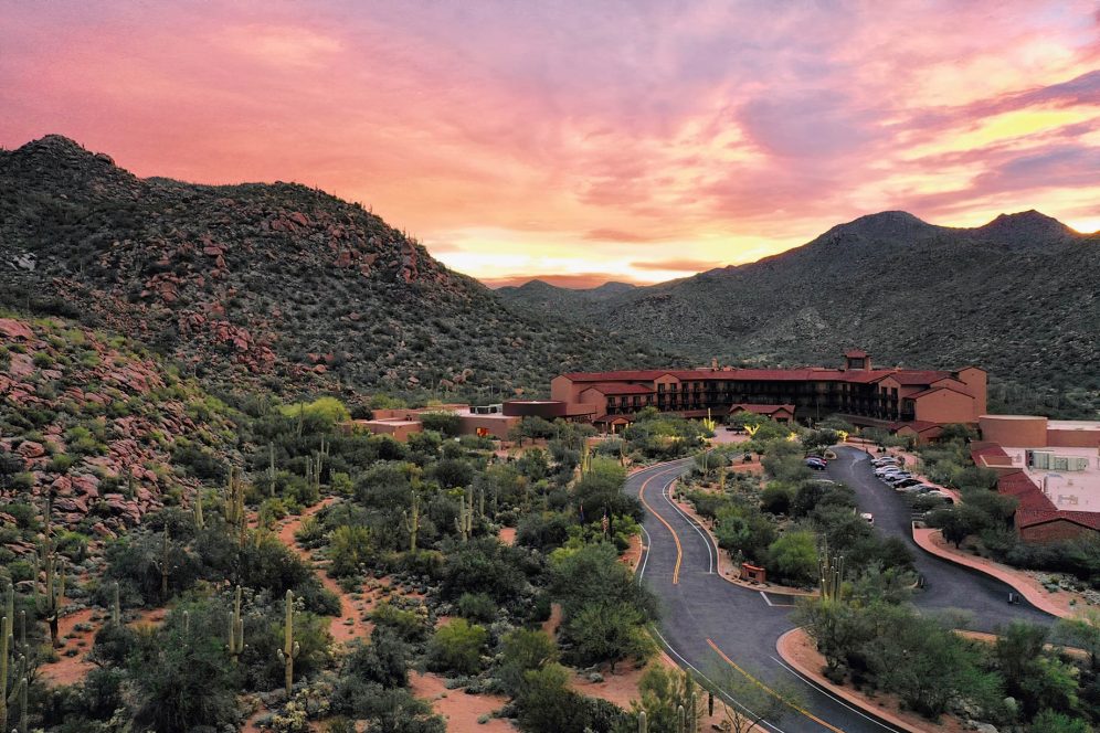 The Ritz-Carlton, Dove Mountain Resort - Marana, AZ, USA - Hotel Aerial View Sunset