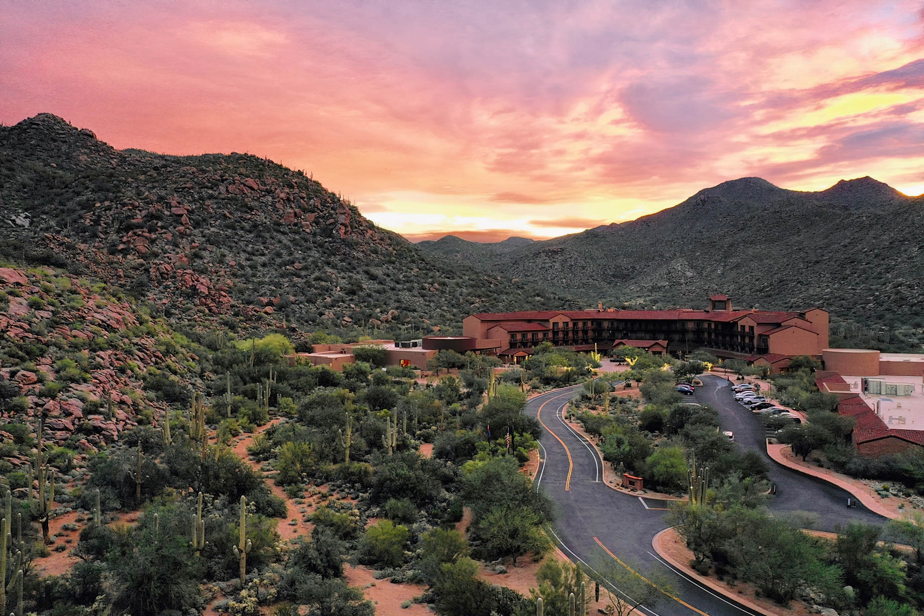 The Ritz-Carlton, Dove Mountain Resort – Marana, AZ, USA – Hotel Aerial View Sunset