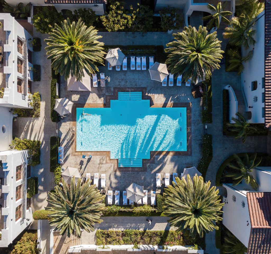 The Ritz-Carlton Bacara, Santa Barbara Resort - Santa Barbara, CA, USA - Overhead Aerial Pool View