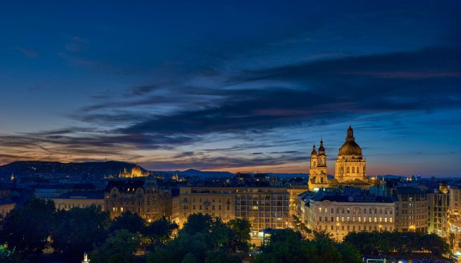 The Ritz-Carlton, Budapest Hotel - Budapest, Hungary - City Aerial View Sunset