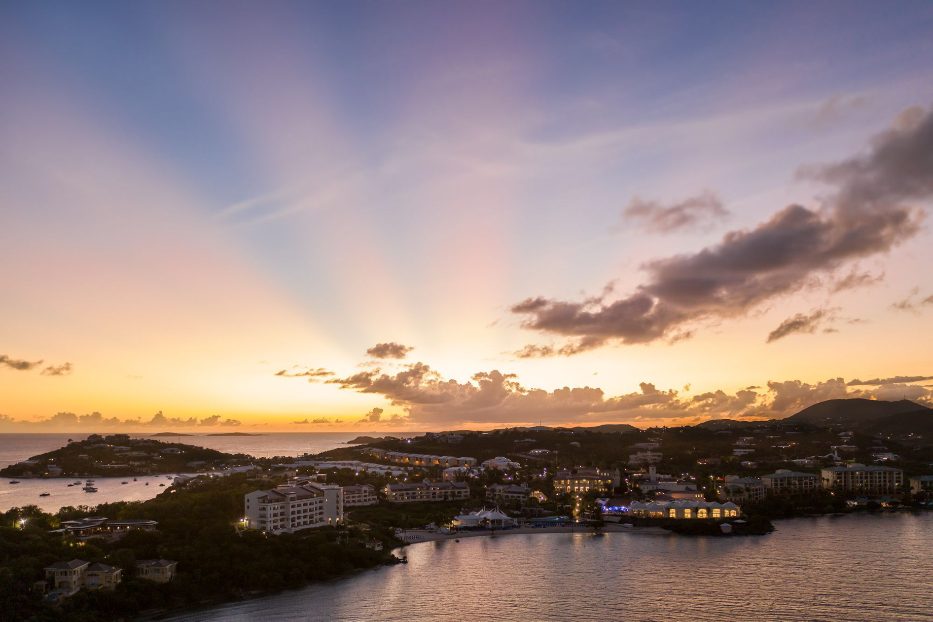 092 – The Ritz-Carlton, St. Thomas Resort – St. Thomas, U.S. Virgin Islands – Resort Aerial View Sunset