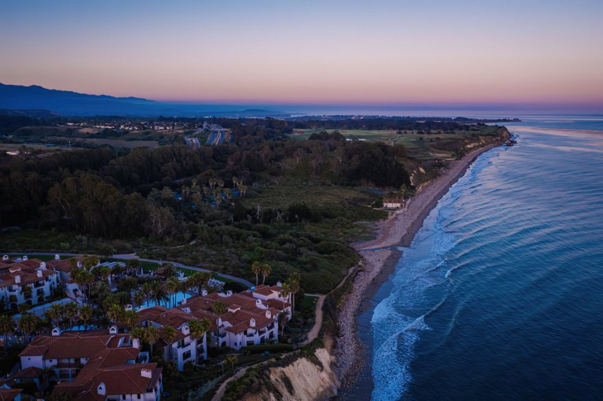 The Ritz-Carlton Bacara, Santa Barbara Resort - Santa Barbara, CA, USA - Resort Aerial Ocean View Sunset