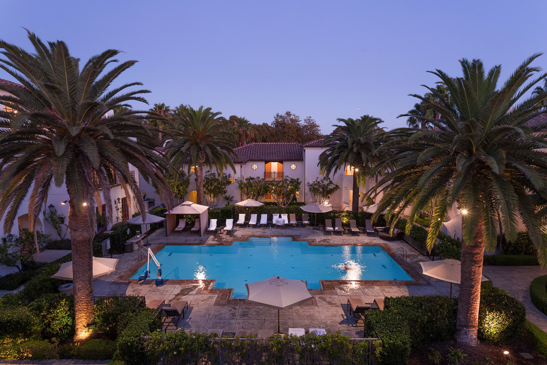 The Ritz-Carlton Bacara, Santa Barbara Resort - Santa Barbara, CA, USA - Resort Pool View Sunset