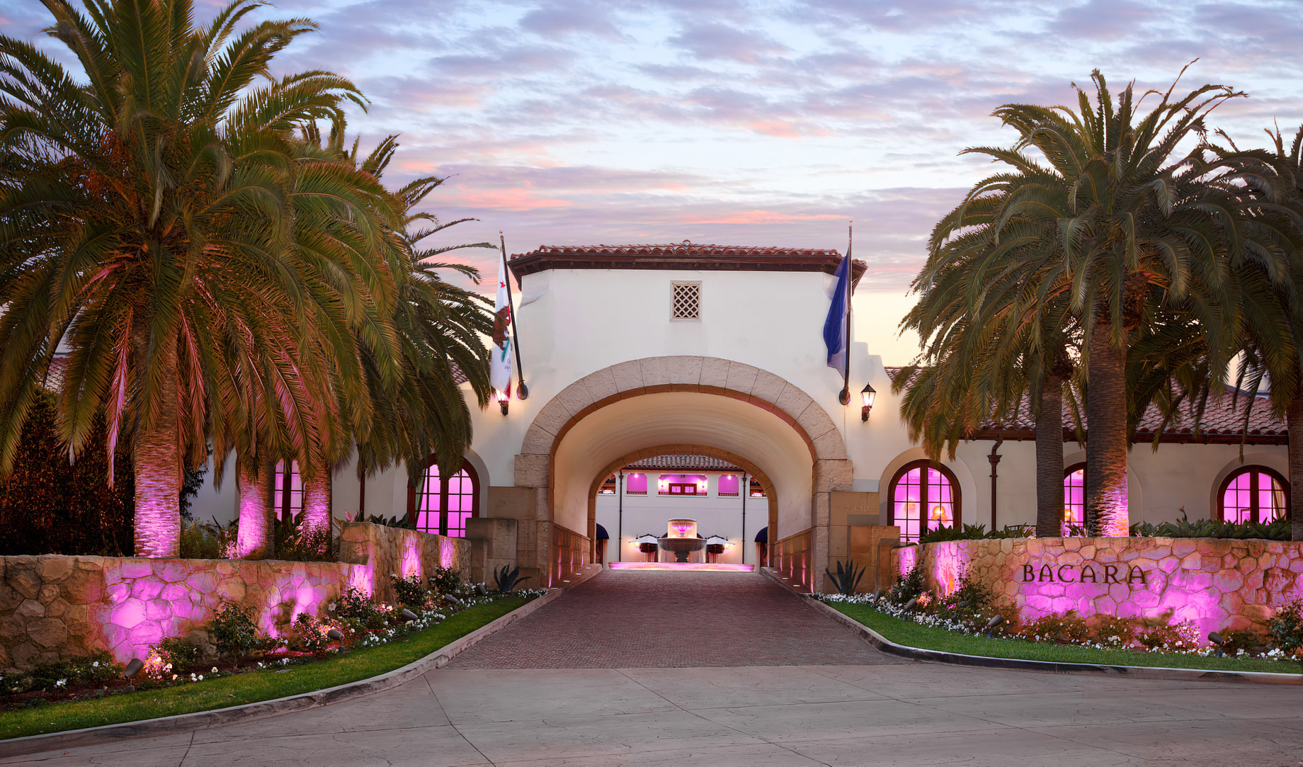The Ritz-Carlton Bacara, Santa Barbara Resort – Santa Barbara, CA, USA – Bacara Resort Entrance Sunset