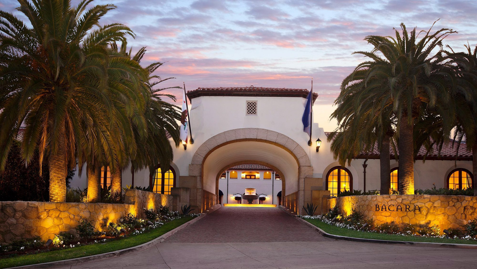 The Ritz-Carlton Bacara, Santa Barbara Resort – Santa Barbara, CA, USA – Bacara Resort Entrance Sunset