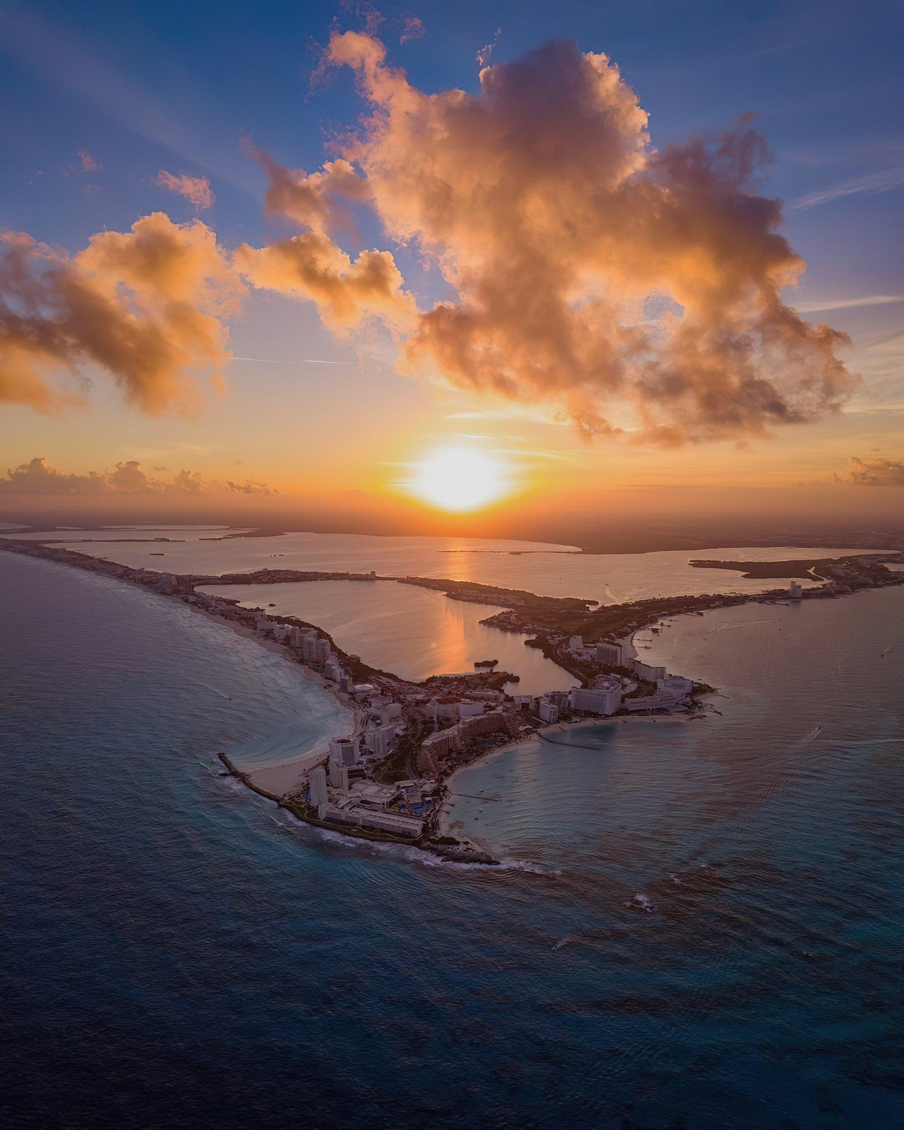 The Ritz-Carlton, Cancun Resort – Cancun, Mexico – Cancun Aerial View Sunset