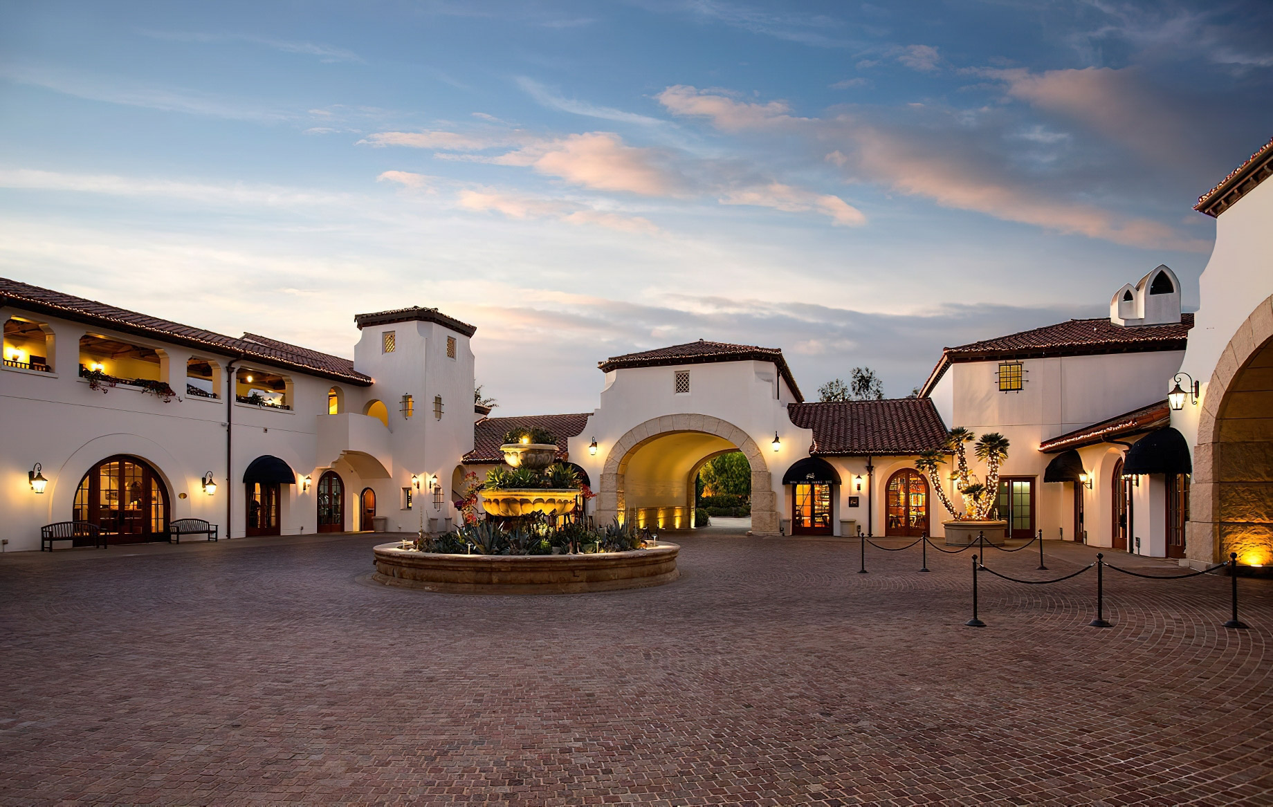 The Ritz-Carlton Bacara, Santa Barbara Resort - Santa Barbara, CA, USA - Bacara Resort Courtyard Sunset