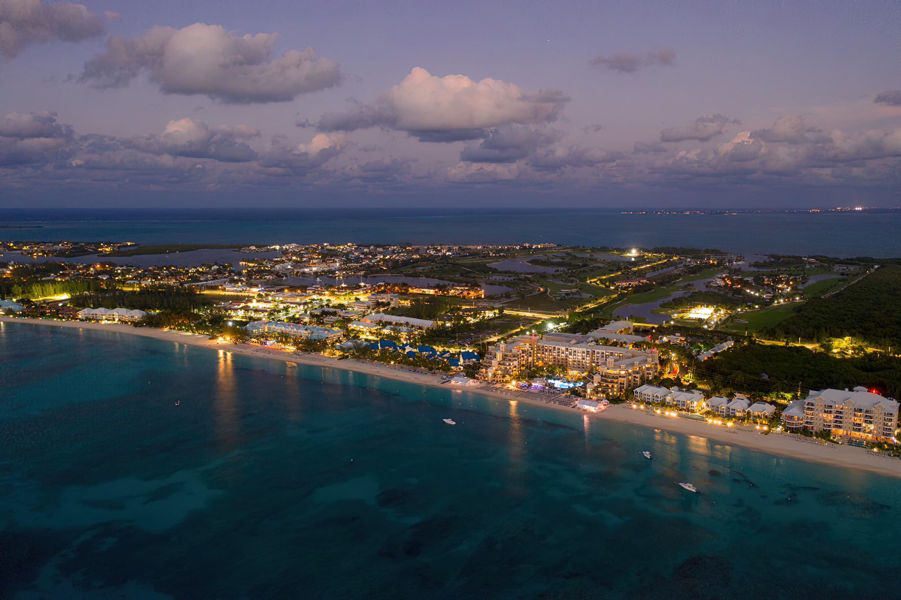 The Ritz-Carlton, Grand Cayman Resort – Seven Mile Beach, Cayman Islands – Aerial Resort View Night