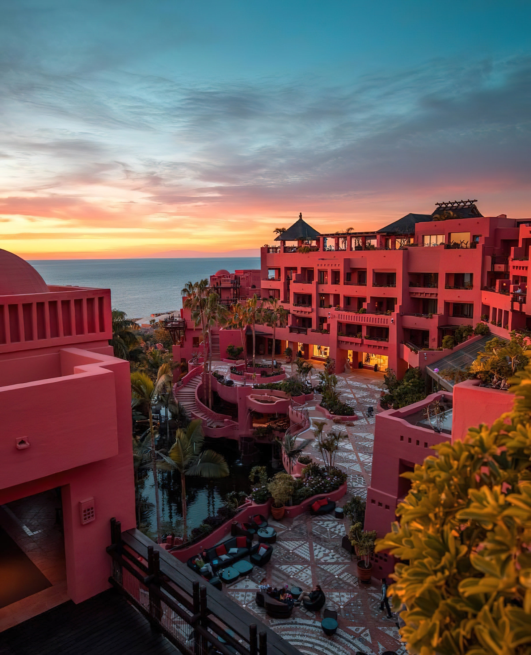 The Ritz-Carlton, Abama Resort – Santa Cruz de Tenerife, Spain – Hotel Outdoor Courtyard Sunset