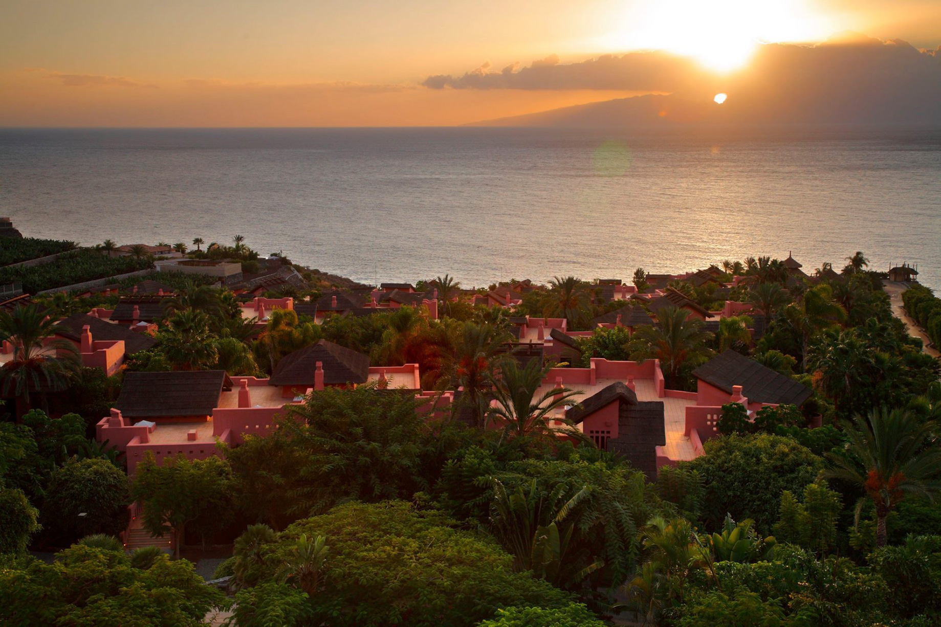 The Ritz-Carlton, Abama Resort – Santa Cruz de Tenerife, Spain – Property Aerial Ocean View Sunset