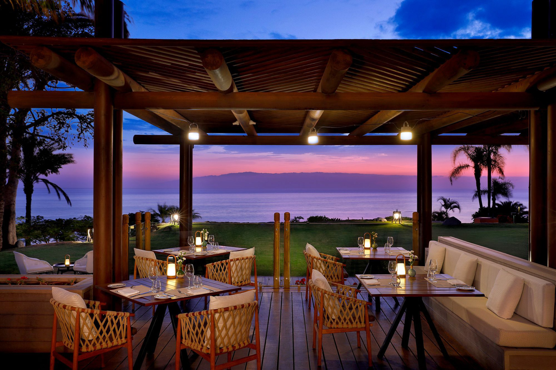The Ritz-Carlton, Abama Resort – Santa Cruz de Tenerife, Spain – El Mirador Restaurant Patio Sunset
