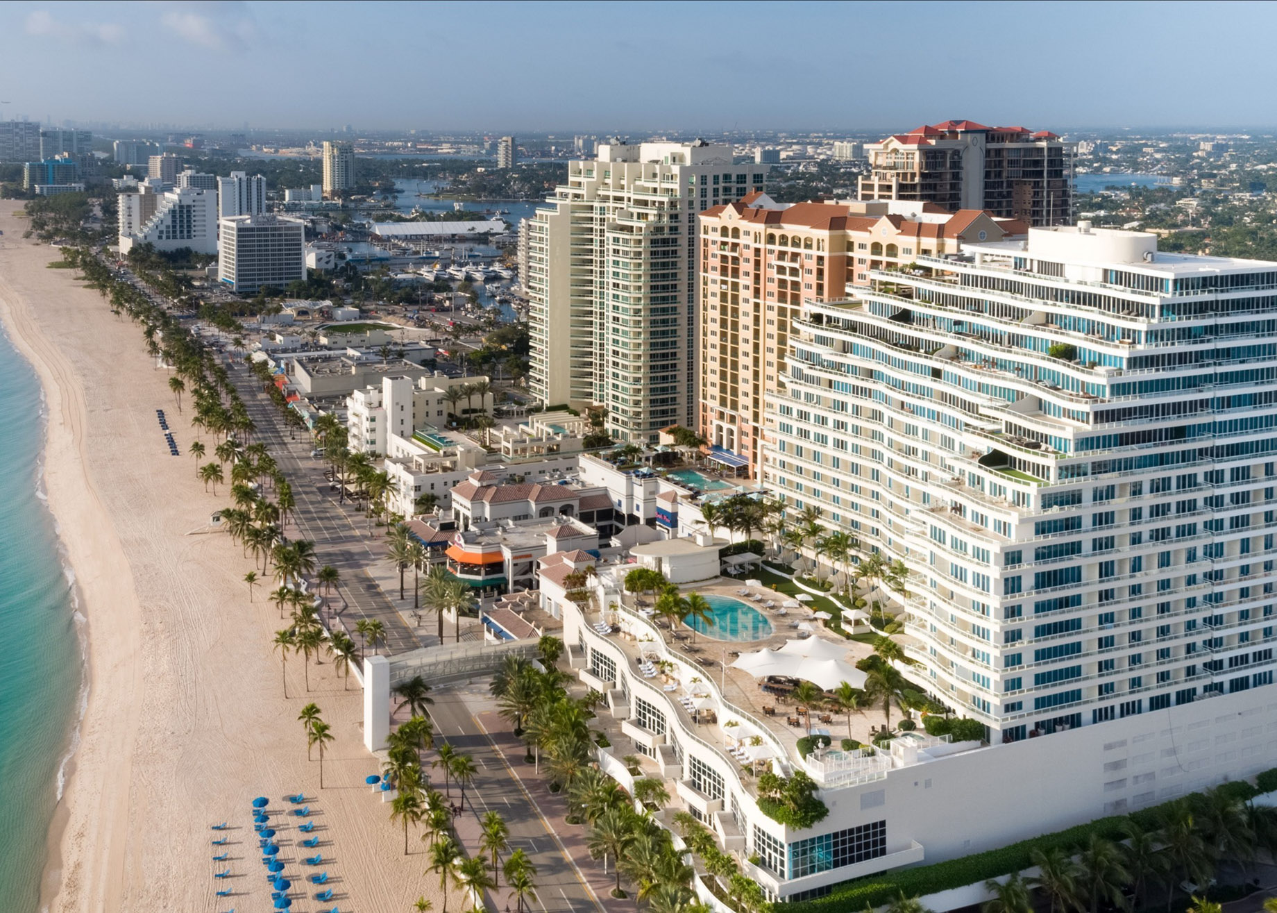 The Ritz-Carlton, Fort Lauderdale Hotel - Fort Lauderdale, FL, USA - Aerial Hotel Beach View