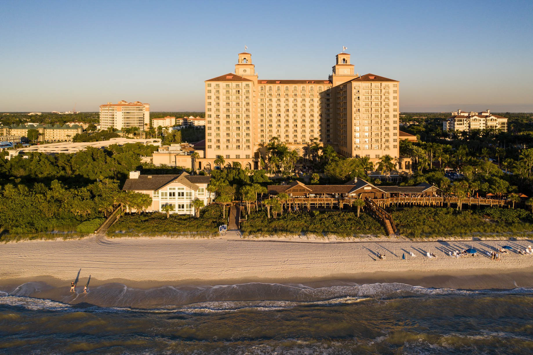 The Ritz-Carlton, Naples Resort – Naples, FL, USA – Exterior Aerial Beach View Sunset