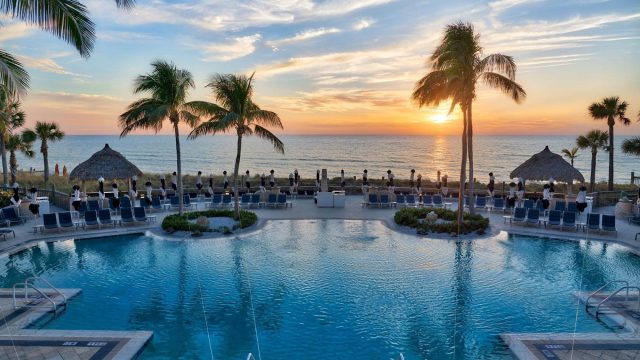 The Ritz-Carlton Beach Club Resort - Lido Key, Sarasota, FL, USA - Outdoor Pool Sunset