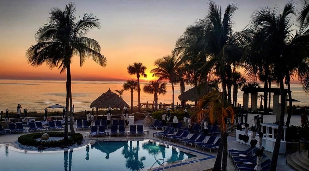 The Ritz-Carlton Beach Club Resort - Lido Key, Sarasota, FL, USA - Pool Deck Sunset