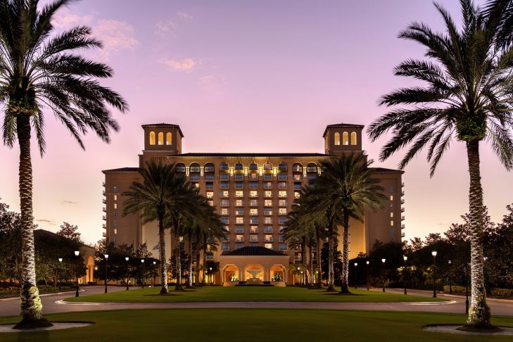 The Ritz-Carlton Orlando, Grande Lakes Resort - Orlando, FL, USA - Hotel Exterior Sunset
