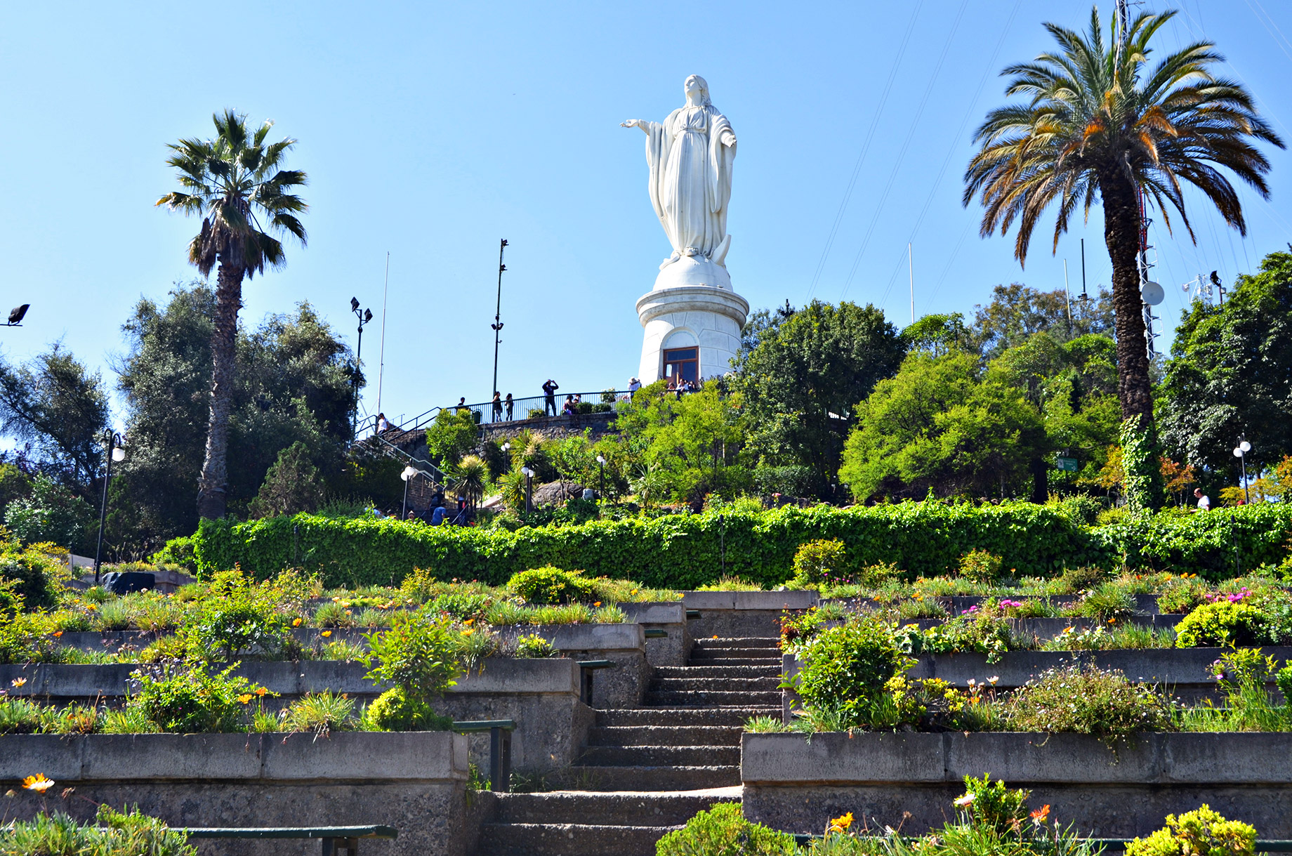Stairs to the Statue of the Virgin Mary on the top of Cerro San Cristóbal - Santiago, Chile