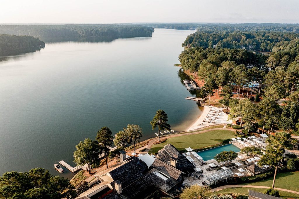 The RitzCarlton Reynolds, Lake Oconee Resort Greensboro, GA, USA Lake Aerial View TRAVOH