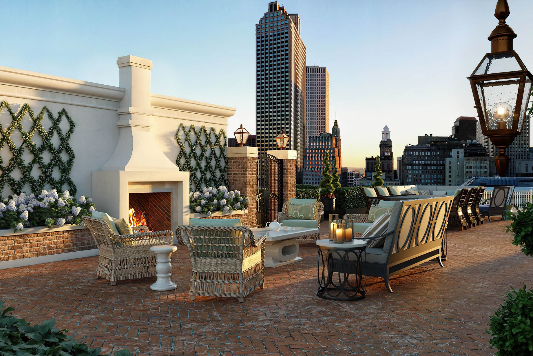 The Ritz-Carlton, New Orleans Hotel – New Orleans, LA, USA – Residence Terrace Fireplace