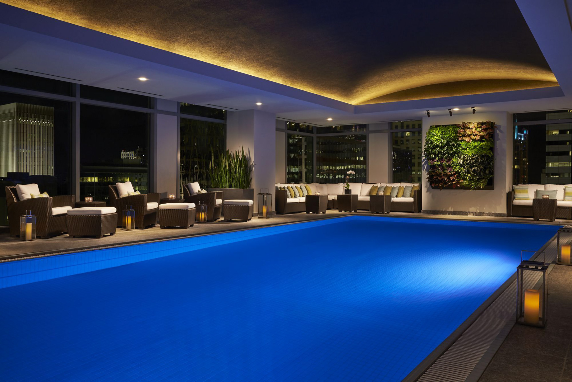 The Ritz-Carlton, Charlotte Hotel – Charlotte, NC, USA – Indoor Pool Night View