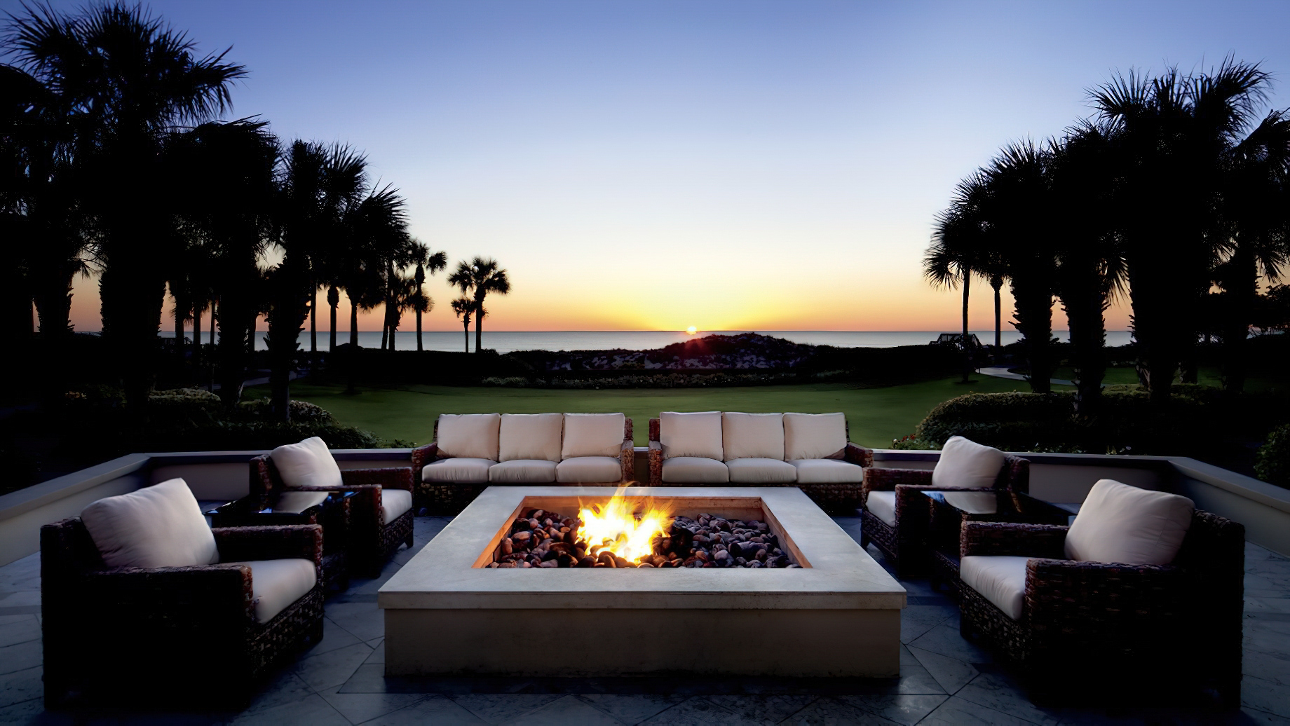 The Ritz-Carlton, Amelia Island Resort – Fernandina Beach, FL, USA – Outdoor Firepit Lounge Sunset
