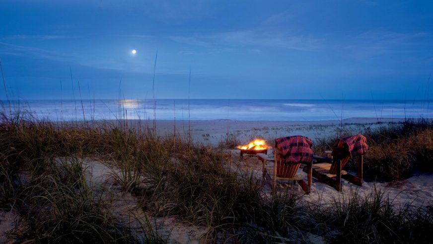 The Ritz-Carlton, Amelia Island Resort - Fernandina Beach, FL, USA - Beach Chairs and Firepit at Night