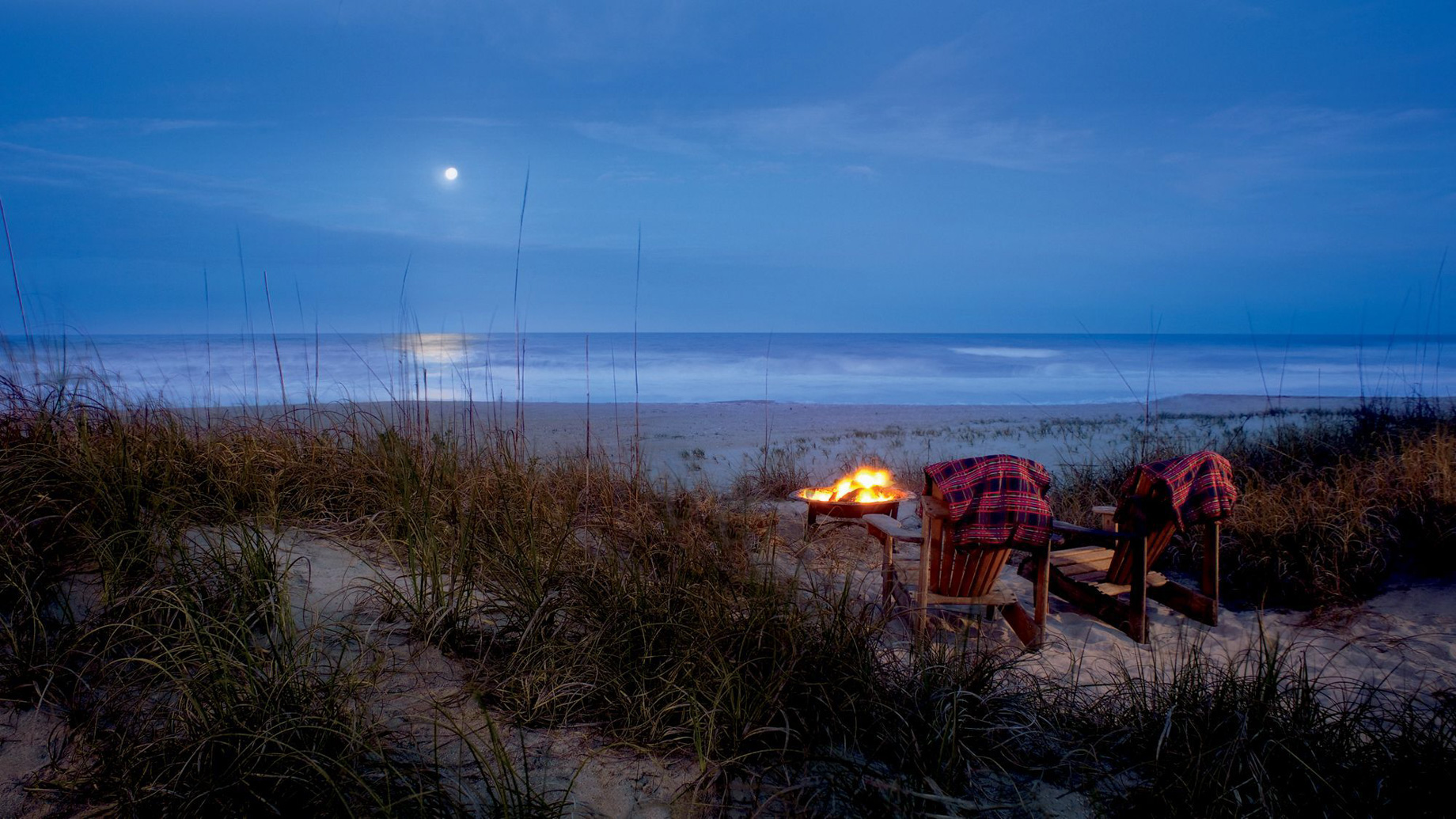 The Ritz-Carlton, Amelia Island Resort - Fernandina Beach, FL, USA - Beach Chairs and Firepit at Night