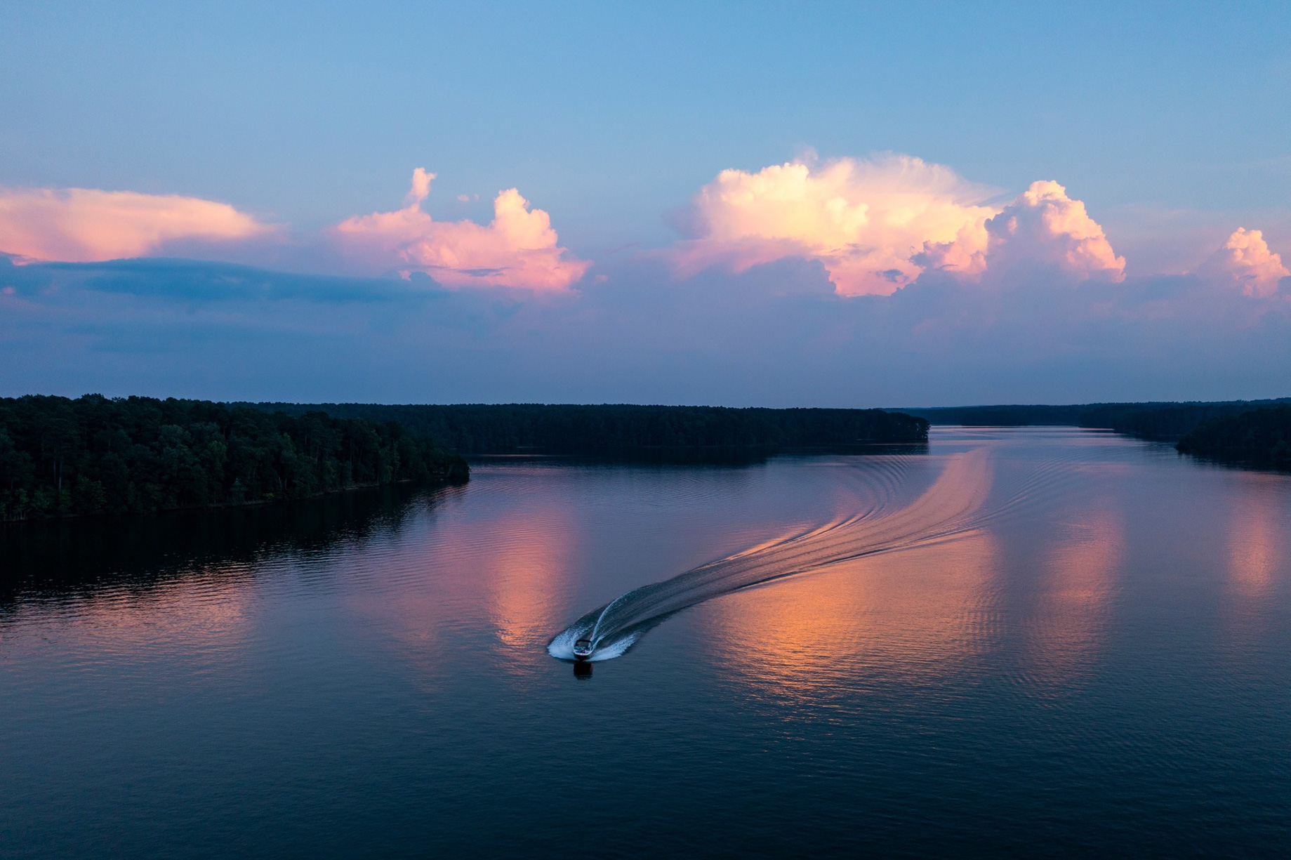 132 – The Ritz-Carlton Reynolds, Lake Oconee Resort – Greensboro, GA, USA – Lake Aerial View Sunset