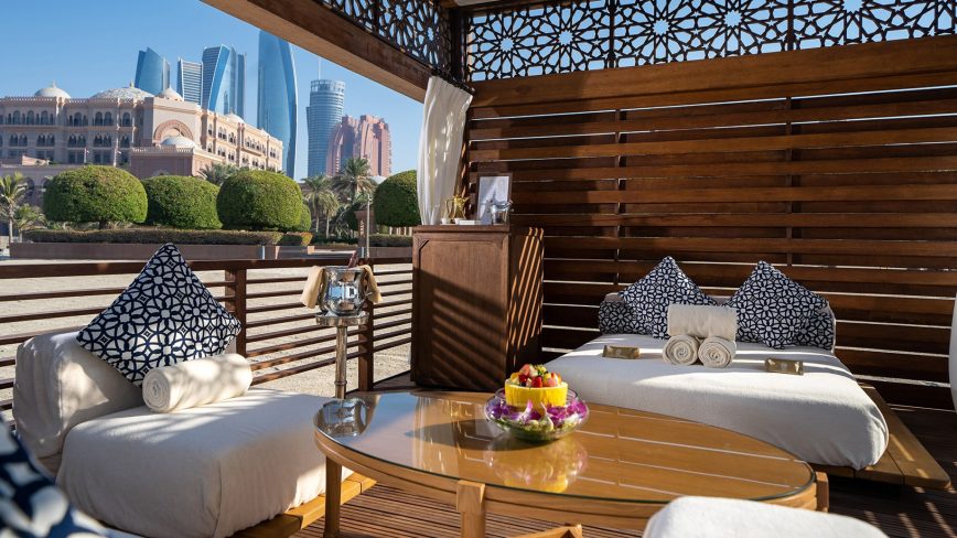Emirates Palace Abu Dhabi Hotel - Abu Dhabi, UAE - Beach Cabana Skyline View