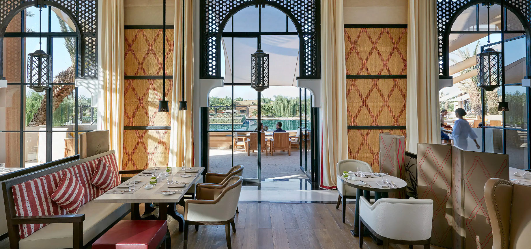 Mandarin Oriental, Marrakech Hotel – Marrakech, Morocco – Restaurant Pool view