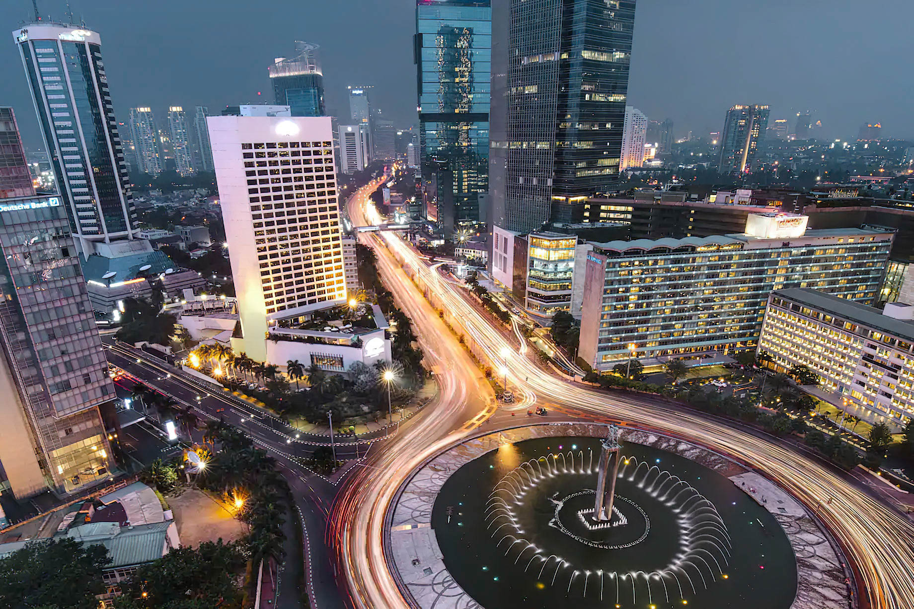 Mandarin Oriental, Jakarta Hotel – Jakarta, Indonesia – Hotel Exterior Aerial View Night