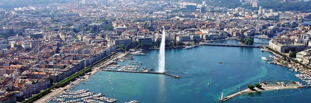 Mandarin Oriental, Geneva Hotel - Geneva, Switzerland - Geneva Water Fountain Aerial View