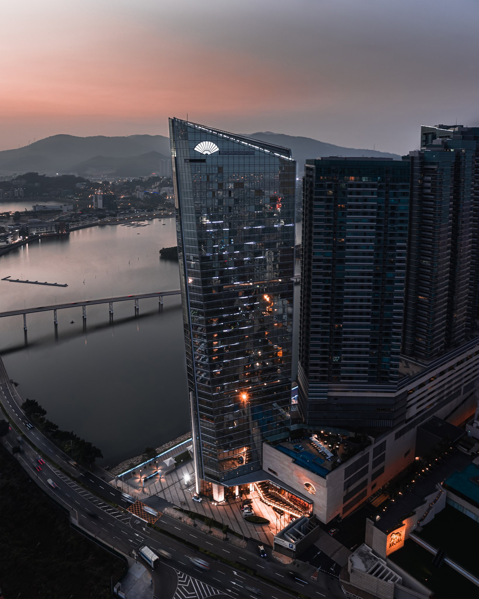 Mandarin Oriental, Macau Hotel – Macau, China – Hotel Aerial View Sunset