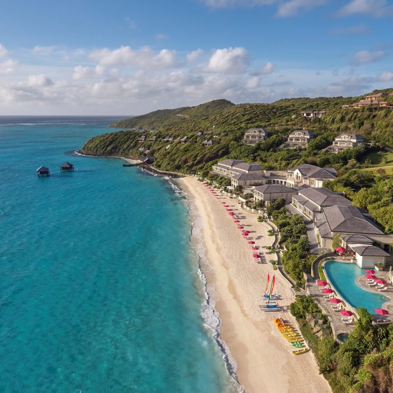 Mandarin Oriental, Canouan Island Resort – Saint Vincent and the Grenadines – Resort Private Beach Aerial View