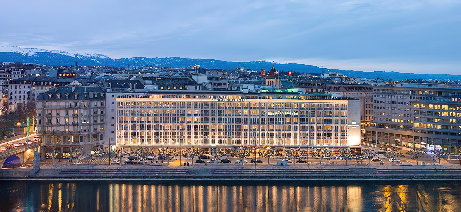 Mandarin Oriental, Geneva Hotel – Geneva, Switzerland – Hotel Riverfront Aerial View