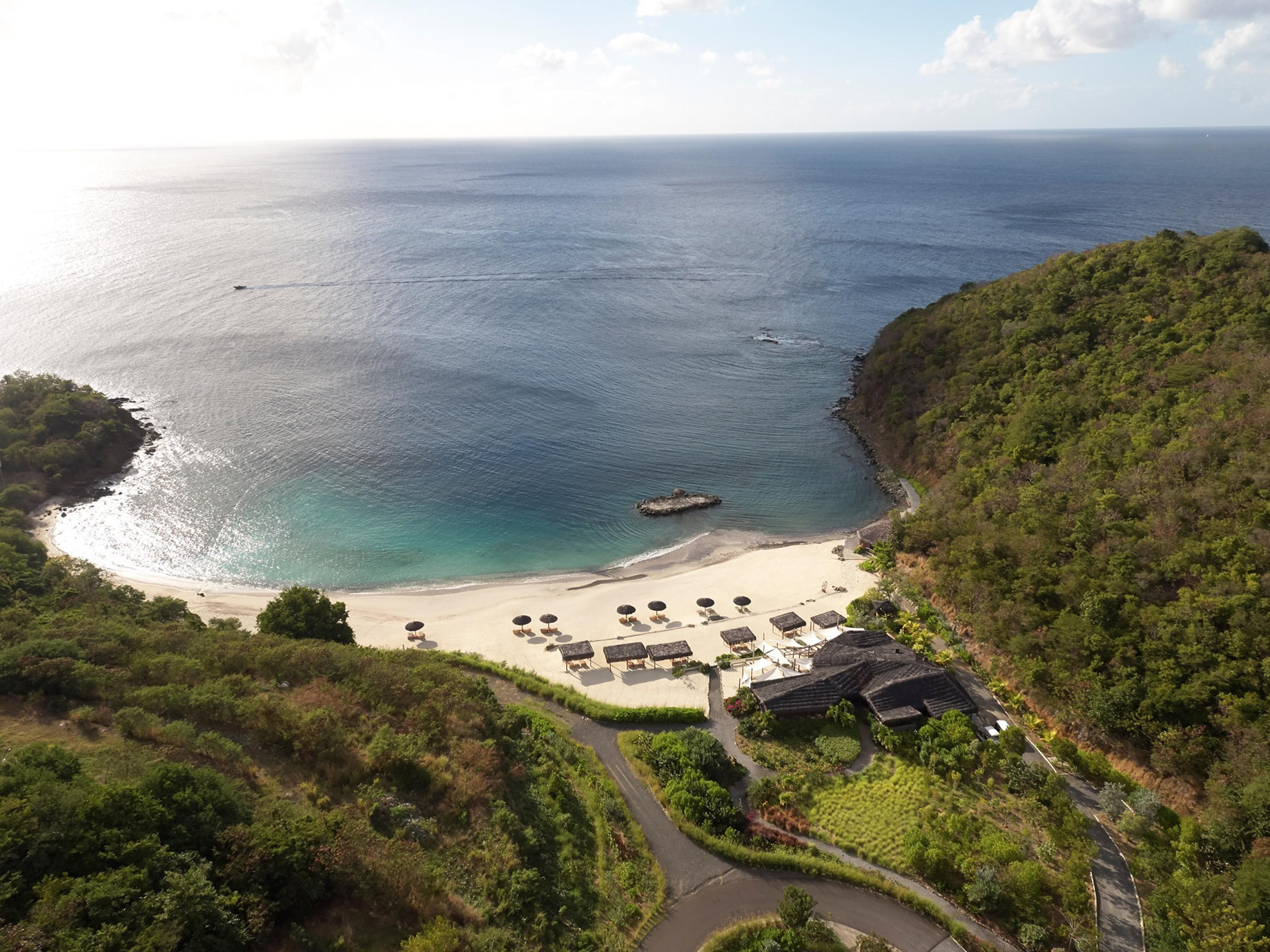 Mandarin Oriental, Canouan Island Resort – Saint Vincent and the Grenadines – Private Beach Aerial View