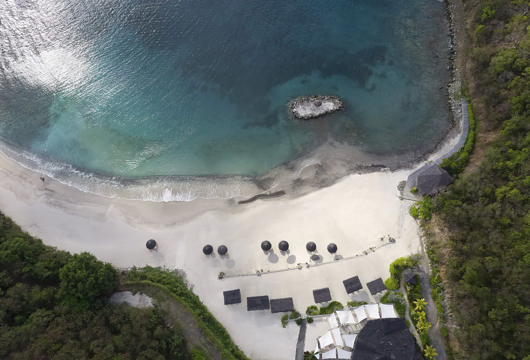 Mandarin Oriental, Canouan Island Resort – Saint Vincent and the Grenadines – Private Beach Aerial View