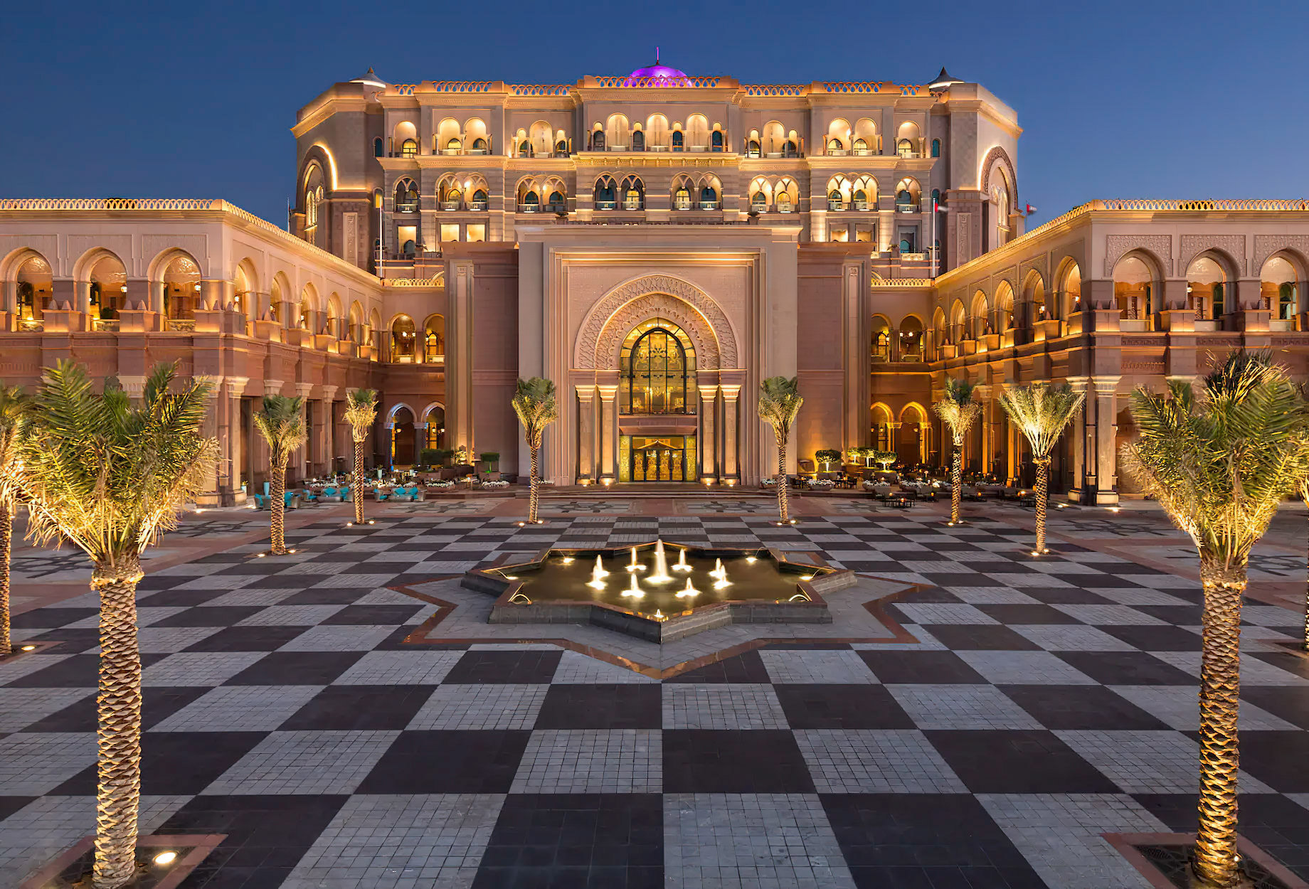 Emirates Palace Abu Dhabi Hotel – Abu Dhabi, UAE – Palace Exterior Terrace Night