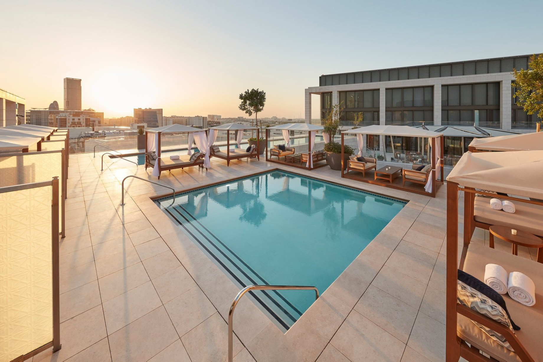 Mandarin Oriental, Doha Hotel – Doha, Qatar – Outdoor Pool Sunset
