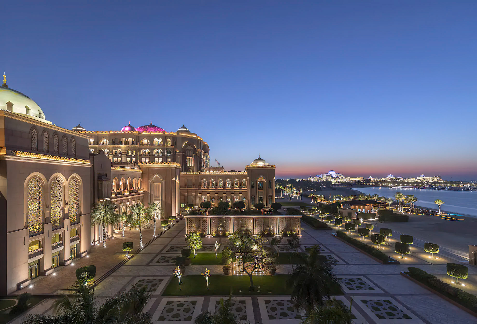 Emirates Palace Abu Dhabi Hotel – Abu Dhabi, UAE – Exterior Terrace Night View
