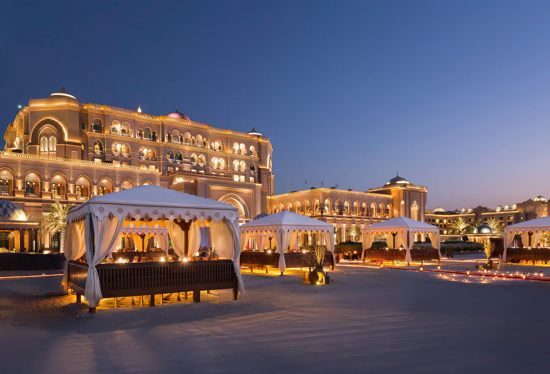 Emirates Palace Abu Dhabi Hotel – Abu Dhabi, UAE – Beach Cabana Dining Palace Night View