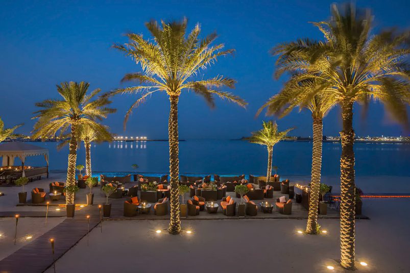 Emirates Palace Abu Dhabi Hotel - Abu Dhabi, UAE - Breeze Beach Lounge Night Ocean View
