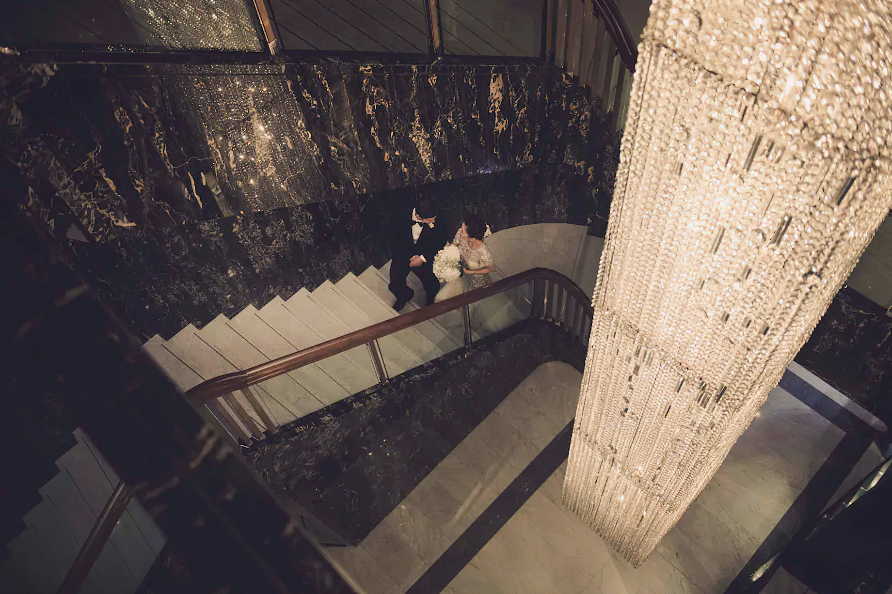 Mandarin Oriental, Hong Kong Hotel - Hong Kong, China - Wedding Couple Staircase