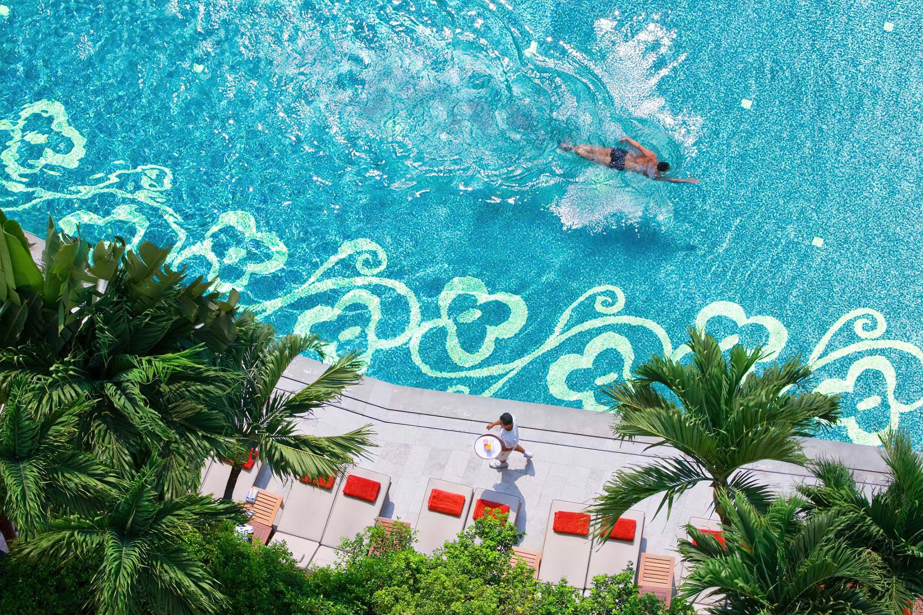 Mandarin Oriental, Bangkok Hotel – Bangkok, Thailand – Pool Deck Overhead Aerial View