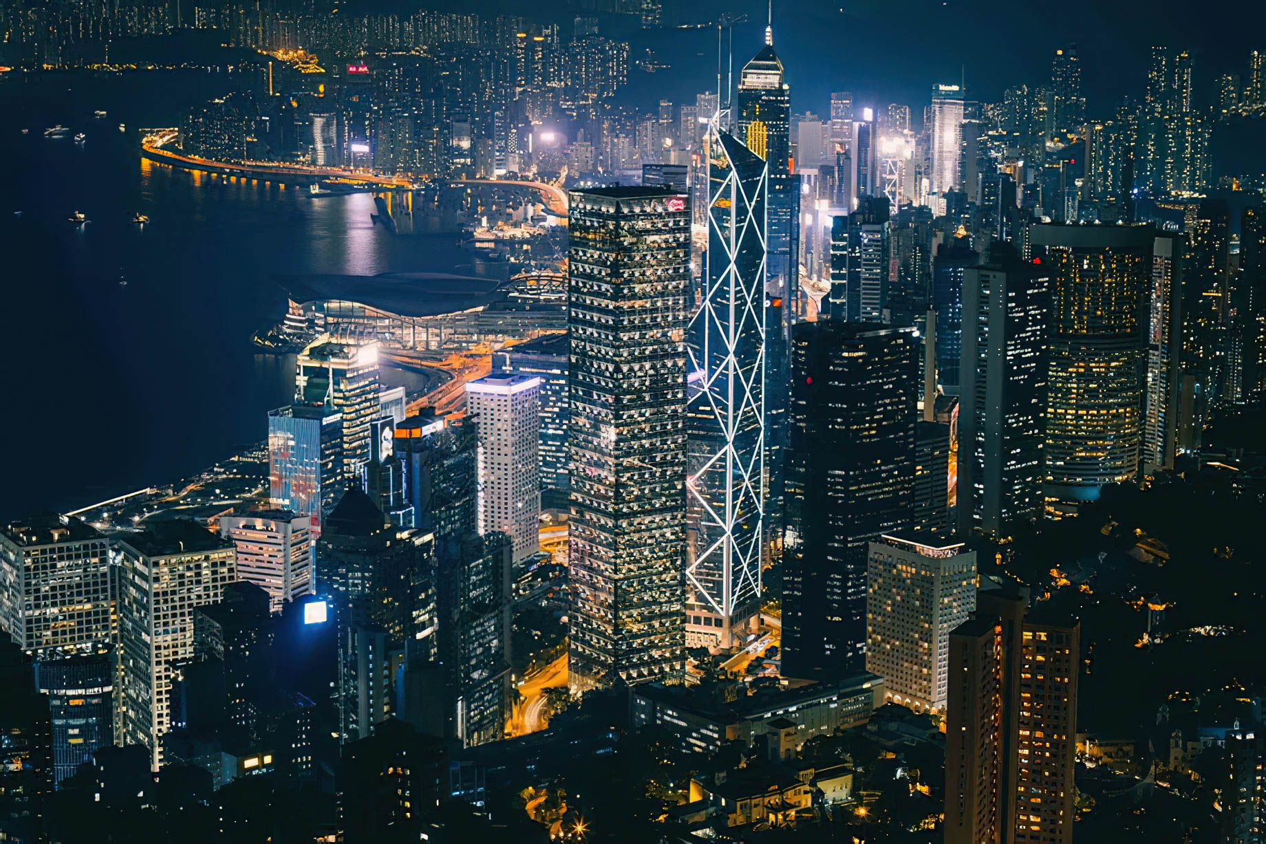 Mandarin Oriental, Hong Kong Hotel – Hong Kong, China – Aerial City View Night